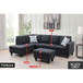 L Shaped Flannel Sectional in Black