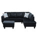 L Shaped Microfiber 3-Piece Sectional in Black