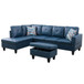 L Shaped Faux Leather Sectional in Denim