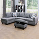 L Shaped Linen 3-Piece Sectional in Gray