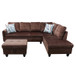 L Shaped Flannel  Sectional in Chocolate