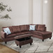 L Shaped Flannel  Sectional in Chocolate