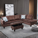 L Shaped Flannel  Sectional in Chocolate