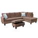 L Shaped Corduroy 3-Piece Sectional in Brown