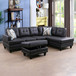 L Shaped Black Sectional in Faux Leather