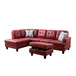 L Shaped Red Sectional in Faux Leather