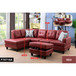 L Shaped Red Sectional in Faux Leather