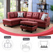 L Shaped Red Sectional in Faux Leather