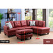L Shaped Red Sectional in Faux Leather