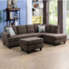 L Shaped Brown Sectional in Corduroy