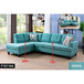L Shaped Green Sectional in Flannel