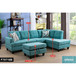 L Shaped Green Sectional in Flannel