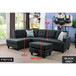 L Shaped Black Sectional in Flannel