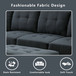 L Shaped Black Sectional in Flannel