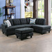 L Shaped Black Sectional in Flannel