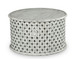 Samir - Round Tribal Carved Wood Cocktail Table - White