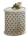 Samir - Round Tribal Carved Wood End Table - White