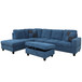 L Shaped Blue Sectional in Flannel