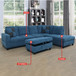 L Shaped Blue Sectional in Flannel