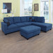 L Shaped Blue Sectional in Linen