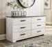 Shawburn - White / Black / Gray - Six Drawer Dresser - Pewter-tone Pulls