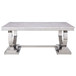 Zander - Dining Table - White Printed Faux Marble Top & Mirrored Silver