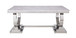 Zander - Dining Table - White Printed Faux Marble & Mirrored Silver Finish