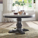 Nolan - Round Dining Table - White Marble Top & Salvage Dark Oak