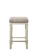 Tasnim - Stool (Set of 2) - Tan Fabric & Antique White Finish