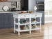Rorratt - Kitchen Island - Marble Top & White