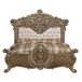 Constantine - Eastern King Bed - Synthetic Leather , Light Gold, Brown & Gold