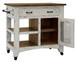 Pueblo White - Kitchen Island With 1 Drawer / 1 Mesh Door - Antiqued White / Brown