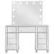 Allora - 9-Drawer Mirrored Storage Vanity Set With Hollywood Lighting - Metallic