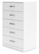 Flannia - White - Five Drawer Chest - 46" Height