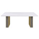 Carla - Rectangular Dining Table With Cultured Carrara Marble Top - White And Gold