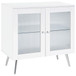 Nieta - 2-tier Accent Cabinet With Glass Shelf - White High Gloss And Chrome