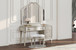 Evangeline - 4-Drawer Vanity Set With Stool - Silver Oak