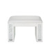 Nysa - Vanity Stool - Ivory Synthetic Leather , Mirrored & Faux Crystals