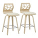 Folia - Counter Stool - Natural Wood, Cream Faux Leather, And Chrome Footrest (Set of 2)