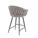 Matisse - Braided Counter Stool - Black Metal With Cream Faux Leather And Gray Fabric