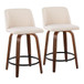 Toriano - 24" Fixed-height Counter Stool (Set of 2) - Walnut And Cream Noise