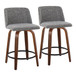 Toriano - 24" Fixed-height Counter Stool (Set of 2) - Walnut And Gray Noise