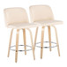 Toriano - 26" Fixed-height Faux Leather Counter Stool (Set of 2) - Beige And Natural