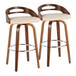 Cassis - 30" Fixed-height Barstool (Set of 2) - Beige And Walnut