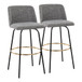 Toriano - 30" Fixed-Height Barstool (Set of 2) - Black & Gold Base