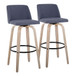 Toriano - 30" Fixed-Height Barstool (Set of 2) - Gray & Black Round Base