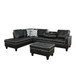 L Shaped Black Sectional in Synthetic Leather