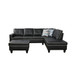 L Shaped Black Sectional in Synthetic Leather
