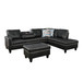 L Shaped Black Sectional in Synthetic Leather