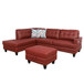 L Shaped Red Sectional in Synthetic Leather